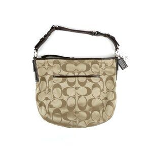 Coach Signature Khaki Mahogany Shoulder Bag 12676
